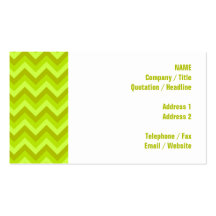 Lime Green Zig Zag Pattern. Business Card Template