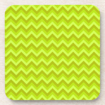 Lime Green Zig Zag Pattern. Drink Coaster