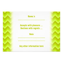 Lime Green Zig Zag Pattern. Personalized Invitation
