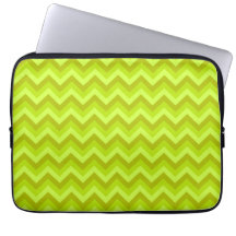 Lime Green Zig Zag Pattern. Laptop Sleeves