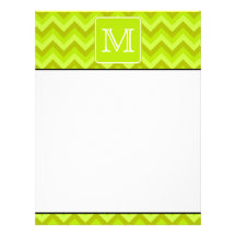 Lime Green Zigzags with Custom Monogram. Letterhead