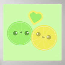 Lime Heart Kawaii poster