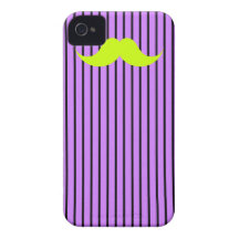 Lime Moustache Stripes Purple iPhone 4 Case-Mate Case