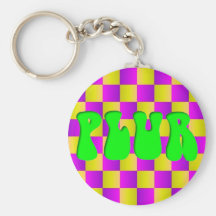Lime PLUR Candy Colour Checks Key Chains