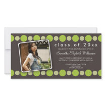 Lime Polkadots Custom Graduation Announcement Picture Card