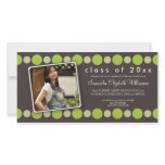 Lime Polkadots Custom Graduation Announcement photo cards