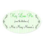 Lime Stripes-Scroll Baked Goods Label- Oval Stickers