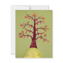 Lime Wedding Fall Autumn Heart Tree Carving Invite
