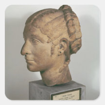 Limestone head of a Woman Square Stickers