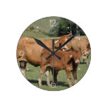 Limousin cow and calf wall clocks