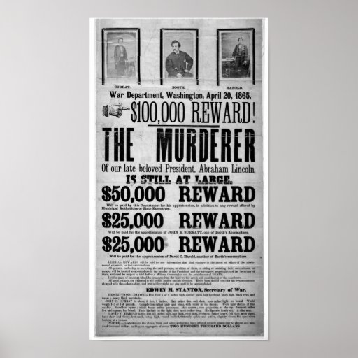 Lincoln Assassination Wanted Poster