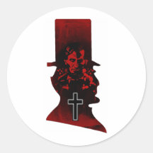 Lincoln Dark Top Hat Round Stickers