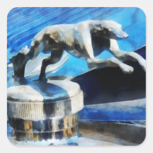 Lincoln Greyhound Hood Ornament Square Sticker