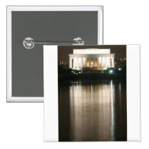 Lincoln Memorial Night Reflection Pinback Buttons