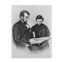 Lincoln  Postcard - reading with son Tad, 1864