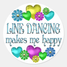 Line Dancing Happinness Round Stickers