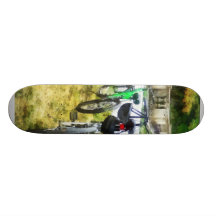 Line of Bicycles in Park Skate Deck
