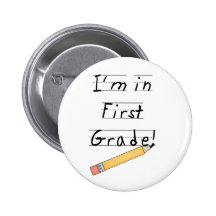 Lined Paper and Pencil First Grade Button