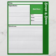Lined Recipe Page (Dark Green) Flyer