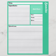 Lined Recipe Page (Light Teal) Flyer