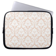 Linen Beige Damask Computer Sleeve