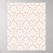 Linen Beige Damask Print