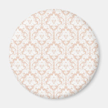 Linen Beige Damask Refrigerator Magnet