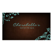 Linen Salon Spa Floral Business Card Brown Blue