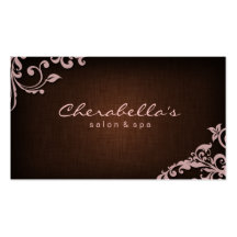 Linen Salon Spa Floral Business Card Brown Pink