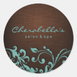 Linen Salon spa sticker blue brown