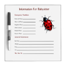 L'information de babysitter, nombres de contact, c tableaux effaçables blancs