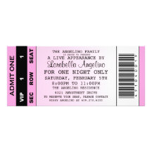 L'invitation d'anniversaire de billet de VIP (rose