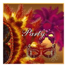 L'invitation de partie masque des plumes d'or