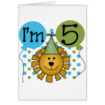 Lion 5th Birthday T-shirts and Gifts Card