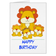 Lion and Cubs Birthday Card