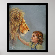 Lion and girl poster