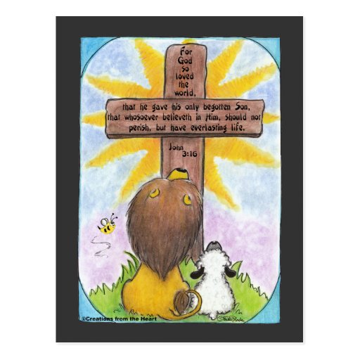 Lion and Lamb At the Cross Post Card