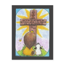 Lion and Lamb At the Cross Post Card