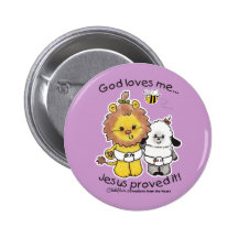 Lion and Lamb Babies Pinback Button