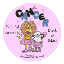 Lion and Lamb Boxers-Make Cancer Black and Blue Round Stickers