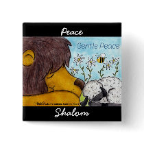 Lion and Lamb Gentle Peace Button