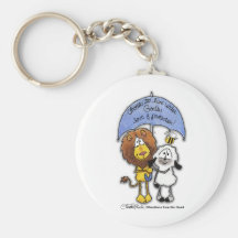 Lion and Lamb Under Umbrella Keychains