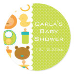 Lion and Teddy Bear Baby Shower Round Stickers