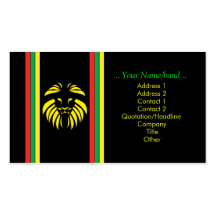 Lion B/Card de reggae Carte De Visite