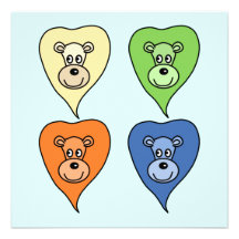 Lion Cartoon Faces. Colourful. Custom Invitation