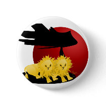 Lion Cub Pair on African Savanna Button