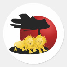 Lion Cub Pair on African Savanna Round Stickers