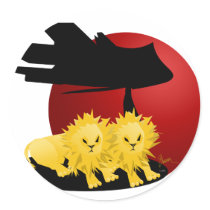Lion Cub Pair on African Savanna Round Stickers