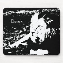 Lion en noir et blanc tapis de souris