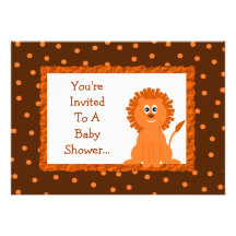 Lion et pois baby shower ou anniversaire invitations personnalisables